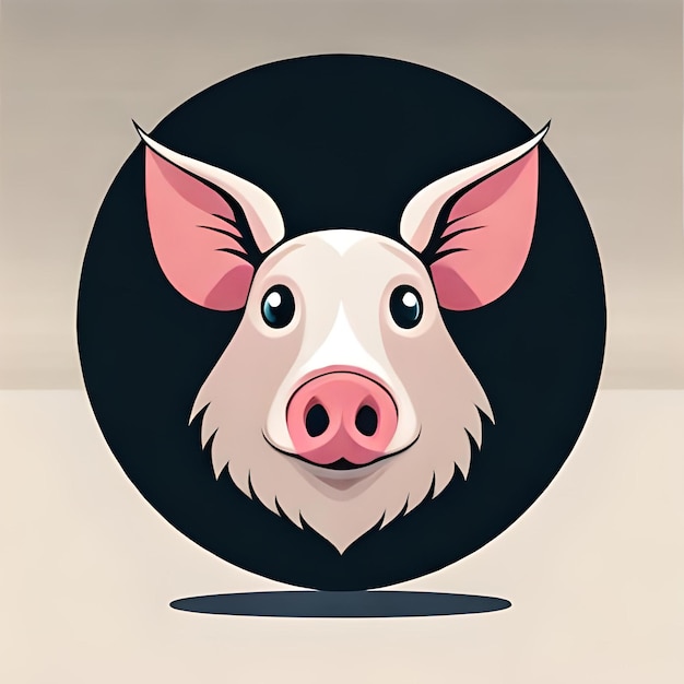 사진 분홍색 코를 가진 돼지가 원 안에 있습니다.