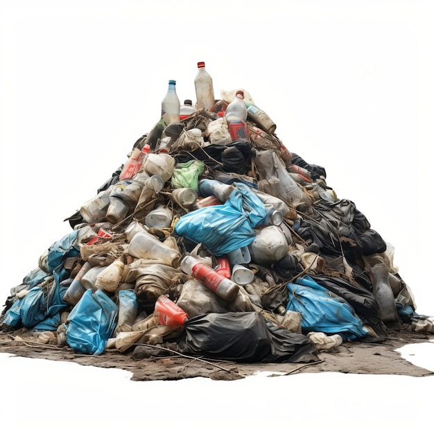 Фото Куча мусора с пластиковыми бутылками и пакетами