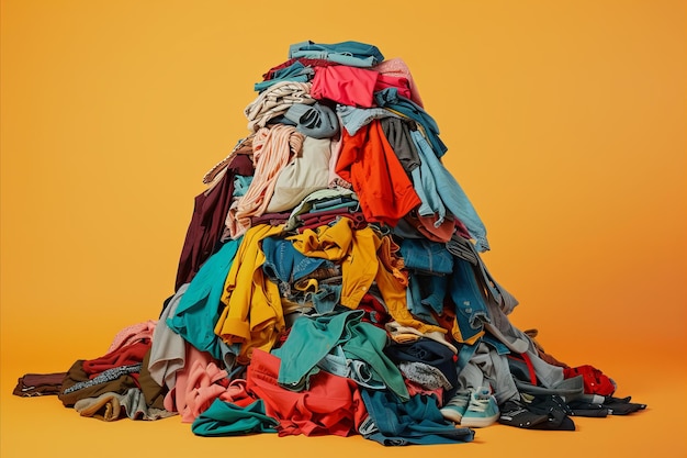 Фото Куча старой использованной одежды и текстиля быстрая мода и переработка одежды