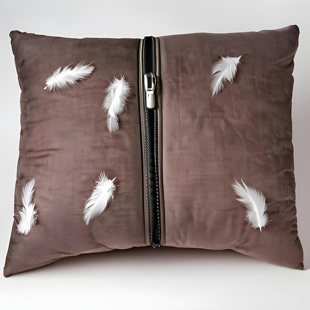 Фото Подушка с крышкой из перьев и молнии