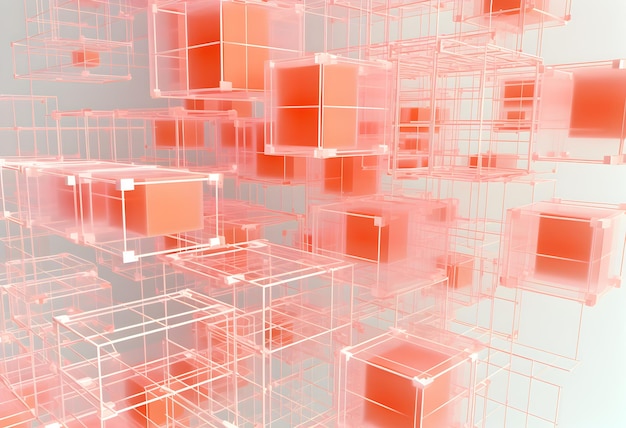 a_pink_and_orange_texture_of_square_wires_and_cubes_web3_blockchain ブロックチェーンのピンクとオレンジのテクスチャー