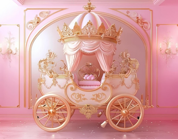 Фото Розовая и белая карета с розовой и золотой короной