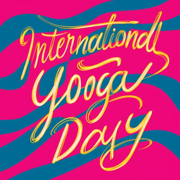 Foto a pink and yellow poster that says international yoga day