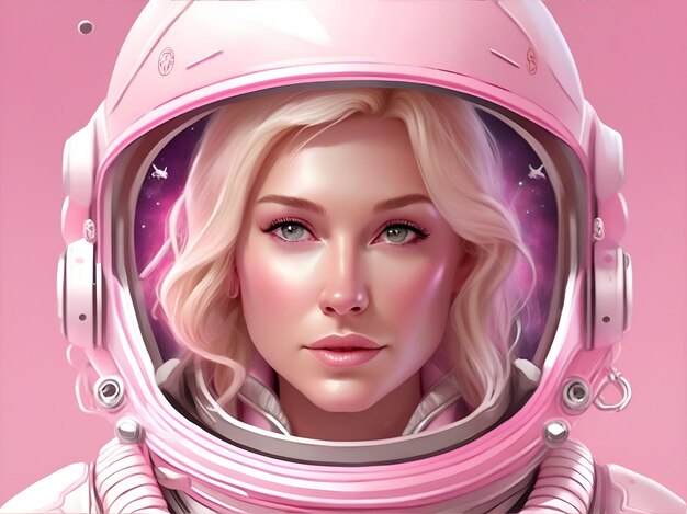 Фото Розовый астронавт блондинка