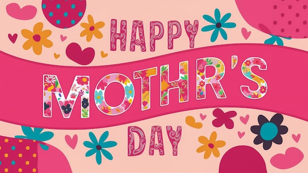 사진 꽃과 단어와 함께 분홍색 배경 행복한 어머니의 날