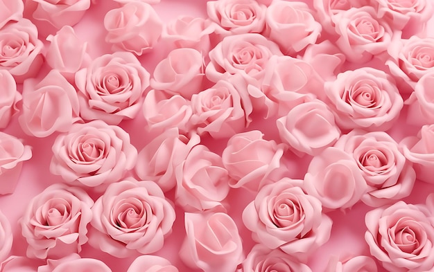 写真 ピンクのバラがたくさんあるピンクの背景