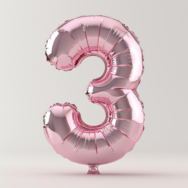 Фото Розовый воздушный шар в форме числа три