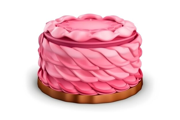 Фото Розовый торт с розовой глазурью и розовой лентой по краям.