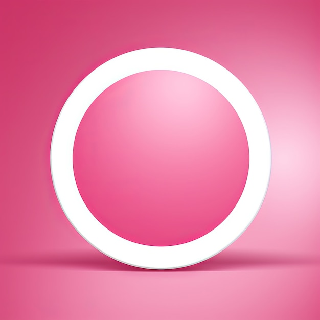 写真 ピンクの背景に白の枠線が付いたピンクの円