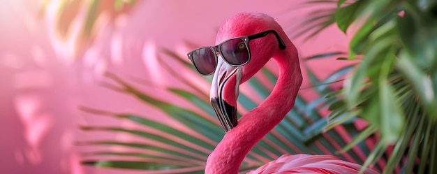 Фото Розовый фламинго с солнцезащитными очками