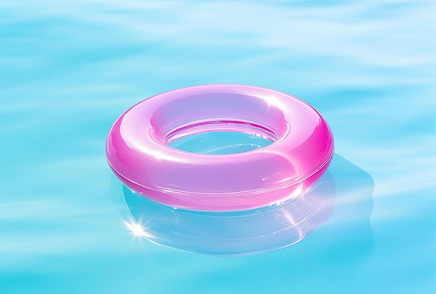 사진 햇빛에 젖은 색상 스타일의 수영장에 있는 분홍색 부동 링