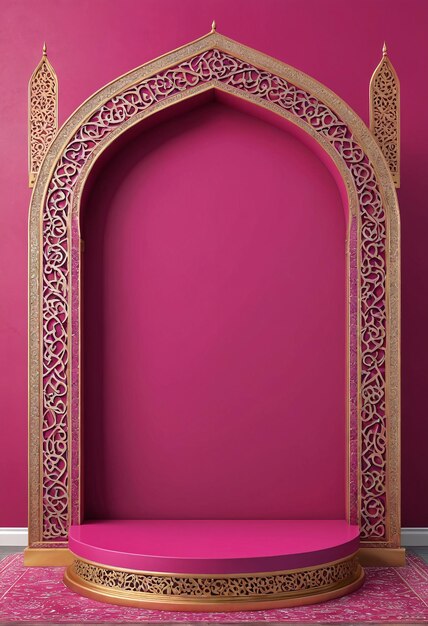 Фото Розовая стена с золотым и розовым украшением