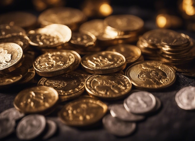 Фото Пиратское сокровище с золотыми монетами.