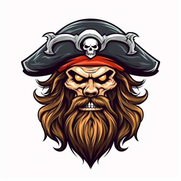 Фото Пират с бородой и черепом в шляпе