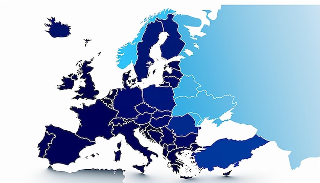 사진 텍스트나 로고가 없는 색 배경으로 된 유럽의 평범한 지도