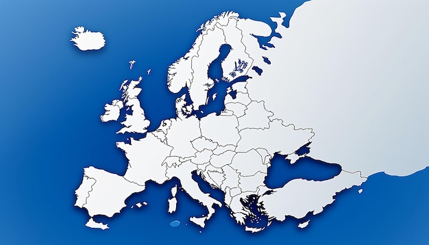 写真 テキストやロゴのない白い背景のヨーロッパの単純な地図