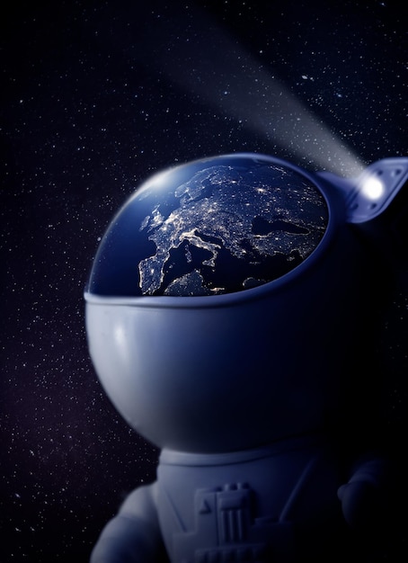 Фото Планета земля в шлеме со звездным фоном