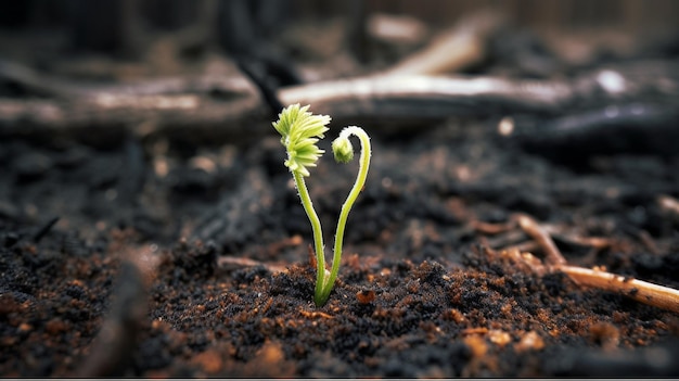 写真 植物は土から芽を出します。