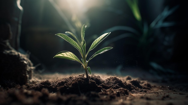 写真 暗闇で育つ植物