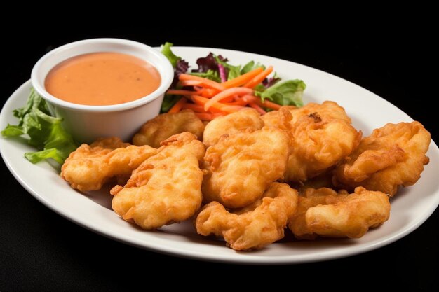 Foto a_plate_of_chicken_nuggets_served_with_a_side_of_crea_211_block_1_1jpg