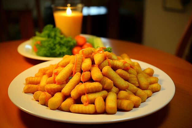 Photo a_plate_of_chicken_nuggets_served_with_a_side_of_hone_258_block_1_1jpg