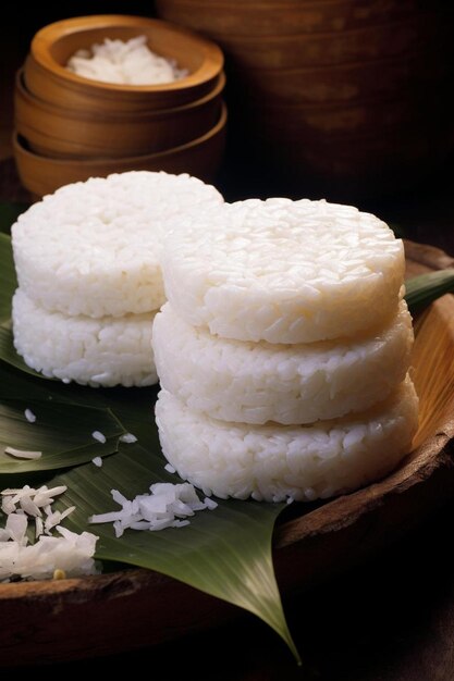 Фото Тарелка риса с рисом и рисом на ней