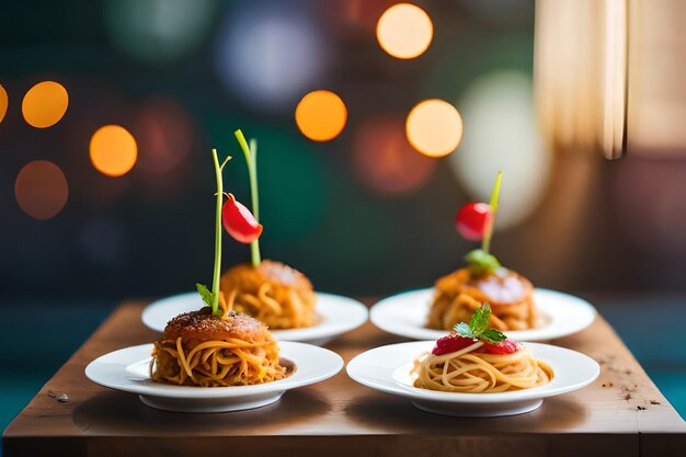 写真 上にイチゴが乗ったスパゲッティの皿。