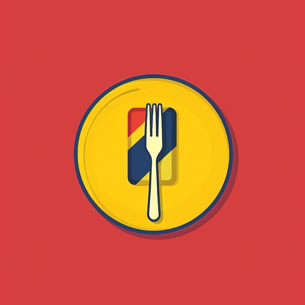 Фото Тарелка с вилкой и тарелка с логотипом с надписью 