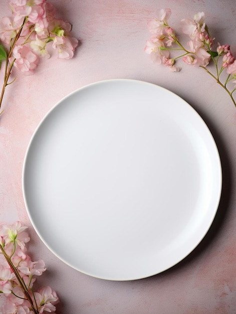 Foto a plate with flowers on it and the bottom is white