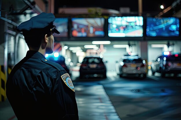 写真 道路のに立っている警察官