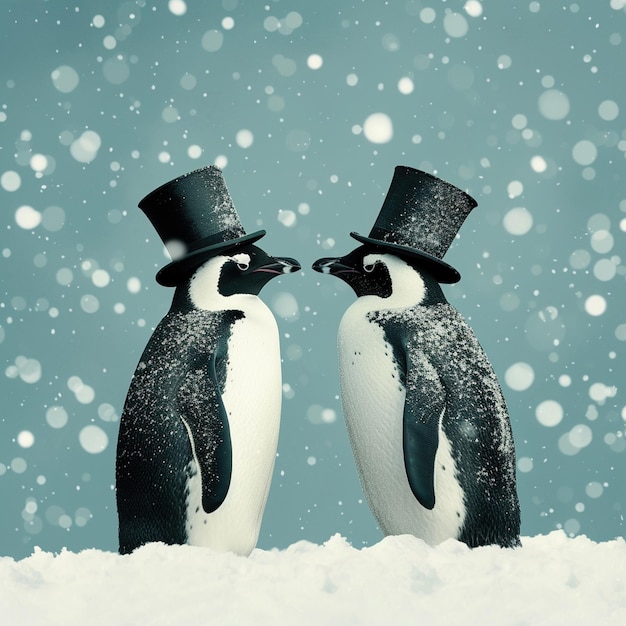 写真 凍ったトンドラの狂った可愛いペンギンの肖像画