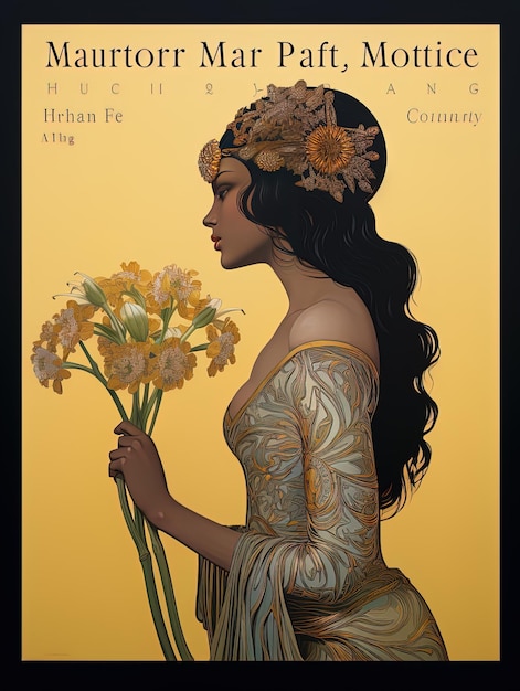 Фото Плакат для женщины с цветами и словами год 20-го века