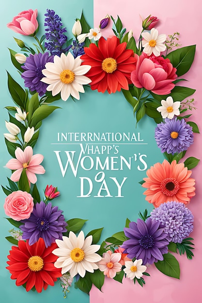 Фото Плакат на международный женский день с цветами на обложке