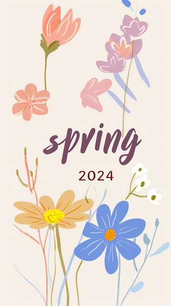 사진 봄에 대한 포스터가 봄 꽃으로 표시됩니다.