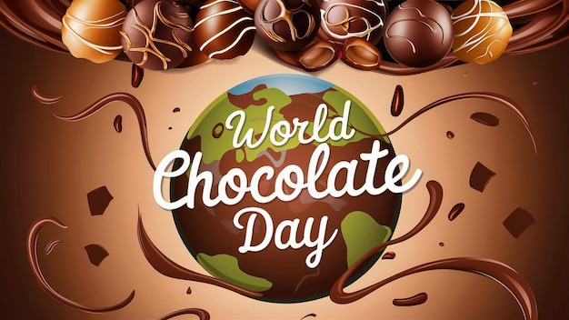 사진 초콜릿과 함께 세계 초콜릿의 날 포스터
