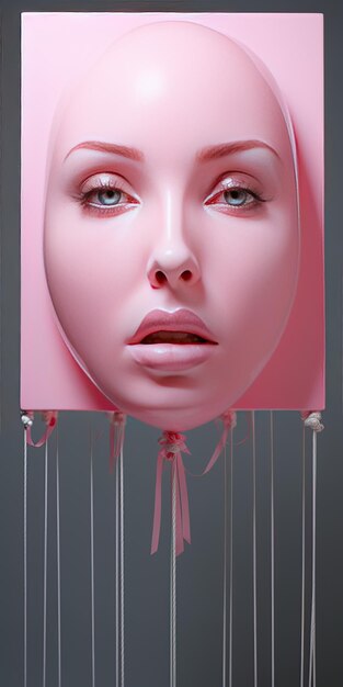 Фото Плакат с изображением женщины с розовыми губами и розовый плакат с надписью «это слово».»