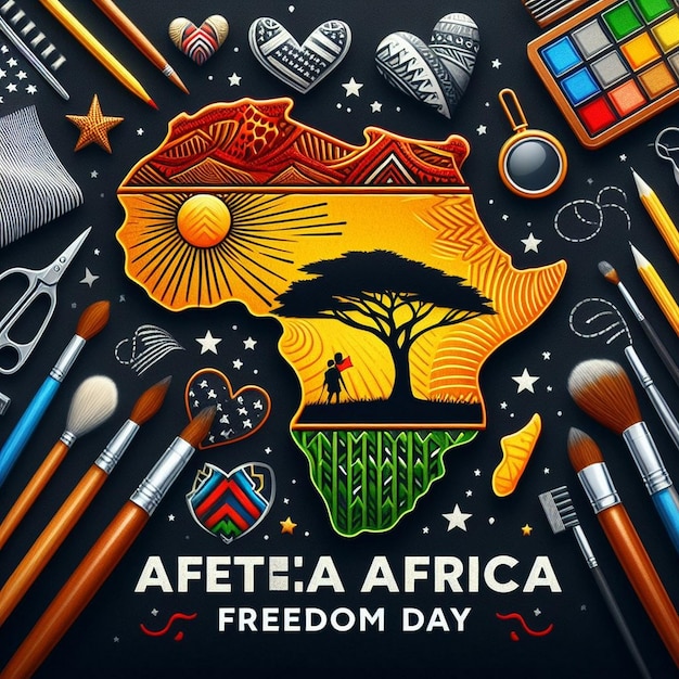 Фото Плакат празднования всемирного дня с карандашами и изображением страны