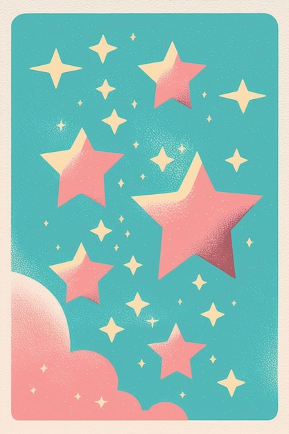 Фото Плакат с надписью «розовые звезды»