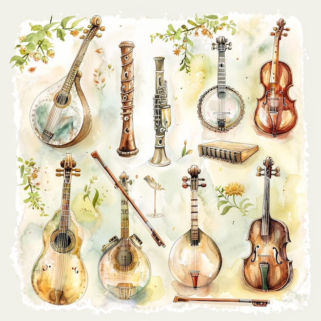 Фото Плакат с изображением скрипки и гитары