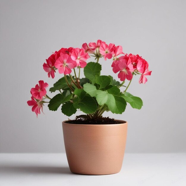 写真 a pot with pink flowers on it and a white background