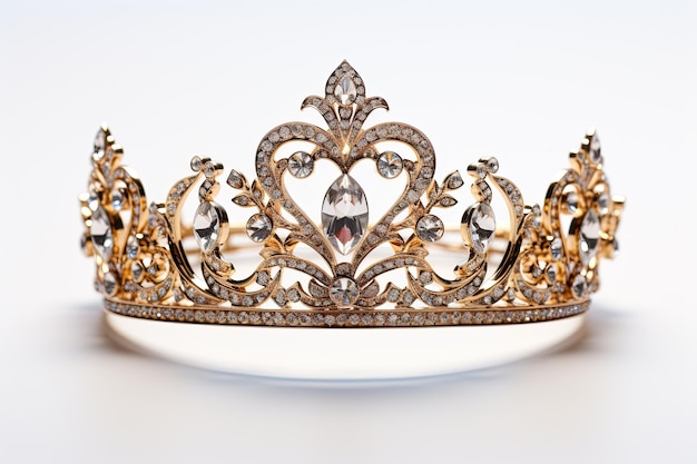 Фото Корона принцессы из золота и бриллиантов на белом фоне