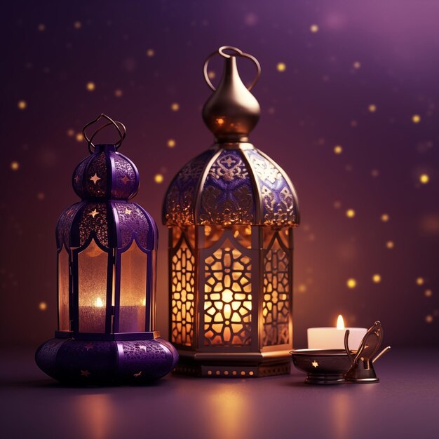 Фото Фиолетовый фон со свечой и свечой в центре
