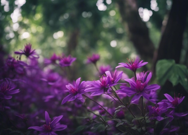 Фото Сад с фиолетовыми цветами