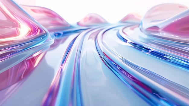写真 紫色のガラスのボトルに名前が書かれています 抽象的なホログラフィックな金属波の液体曲線です