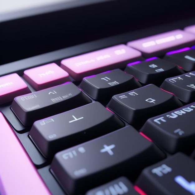 Фото a purple keyboard with the letters q and l key on it