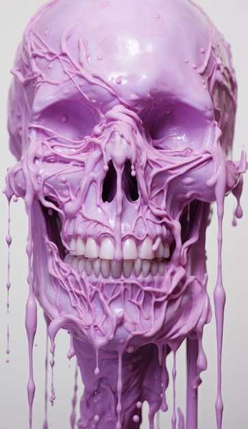 Фото Фиолетовый расплавленный череп с зубами и зубами