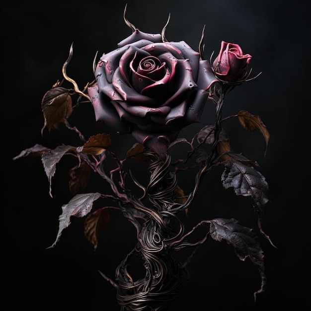 Фото Фиолетовая роза на темном фоне и темный фон