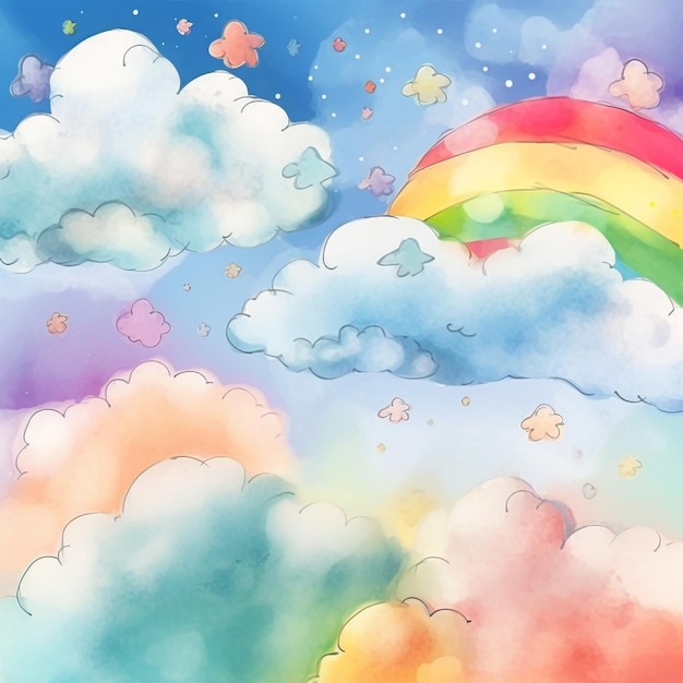 写真 空に星のある虹と雲