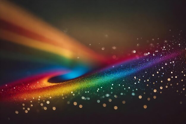 写真 黒の背景に虹があり、中央に虹があります。
