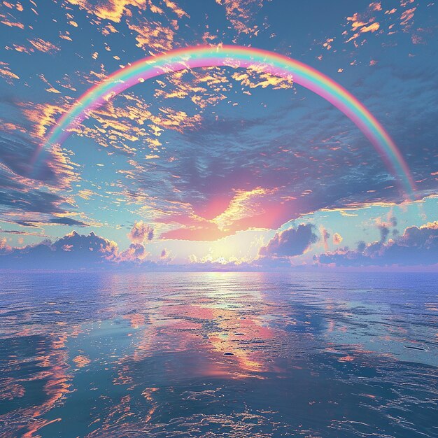 Фото Радуга над океаном и небо - радуга